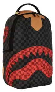 Sprayground Black Checkered Backpack Shark In Paris Logo Monogram New Books Bag