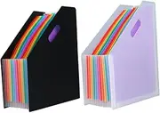 ARTIBETTER 2pcs Accordion File Folder Plastic Organizer for Documents Portable Storage for Home Office School Tidy Up with Stylish Design