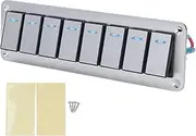 Nutriess 8 Gang Rocker Switch Panel 3 Pin LED Single Blue Light Indicate Toggle On Off Switch Panel 12 24V for Lights Control