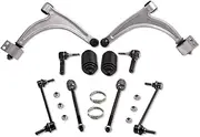 maXpeedingrods 10Pc Suspension Kit for Chevy Malibu 2004-2012 Pontiac G6 2005-2010 Saturn Aura 2007-2009, Front Lower Control Arm with Ball Joint Sway Bar Link Outer Inner Tie Rod Boots
