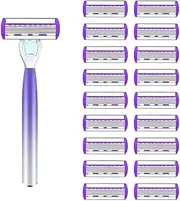 Shaver Women Razor Shaving Six Layer Shaver Reusable Razor Blade Multi Tool Head Change(1Shaver 18 Blades)