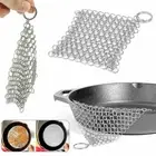 2x Steel Cast Iron Cleaner Chainmail Scrubber Cookware Pracitical Kitchens Tools