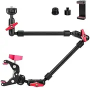 Magic Arm Camera Mount, 22" Desk Mount With Thread Adapter, Friction Boom Arm, Overhead Tripod Clamp for Camera, Web Cam Stand for Desk