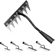 Iron Rake 2.0, Gardenia Iron Weeding Rake, 5/6/7/8 Teeth, Loosening Soil, Dethatching, Sharp, Durable, Gathering Leaves, Leveling Lawns, 2025 Upgrade New Removable Weed Puller Tool (7 Teeth)