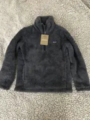 PATAGONIA Youth Jacket Medium Gray 1/4 Zip Pullover LOS GATOS Deep Pile Kids