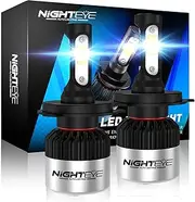 [NIGHTEYE] 2024 Newest H4/9003 LED Headlight Bulbs HB2 Halogen Replacement 200% Brighter 6500K White Canbus with Adjustable Chuck Fanless Long Lasting Fog Lights, Pack of 2
