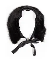 Black Fur Tie Fastening Collar