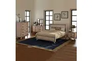 5 Pieces Bedroom Suite King Size Silver Brush in Acacia Wood Construction Bed, Bedside Table, Tallboy & Dresser