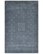 Solo Rugs Gabbeh Hand-Loomed Wool Rug 5' x 8' Slate