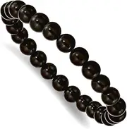 [JewelryWeb] 8mm Black Wood Beaded Stretch Bracelet-Stretch-Bracelet for Women