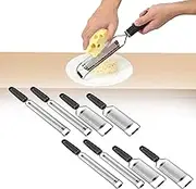 8Pcs Stainless Steel Lemon Zester with Slip Handle Rust Proof Incisive Handheld Cheese Shredder Dishwasher Safe Nutmeg Grater with Hanging Hole for Bar(Black)