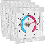Abaodam 4Pcs Outdoor Window Thermometer Easy Installation Temperature Gauge for Home Garage Patio Greenhouse Accurate Temperature Display High Precision Readings Pointer