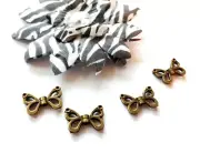 20 Butterfly Beads Spacers Antiqued Bronze Metal 2 Sided Charms Angel Wing Bulk