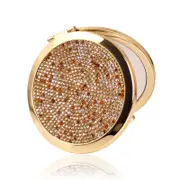 Nevenka Rhinestone Magnifying Compact Makeup Mirror 2X/1X Mirror-Coffee