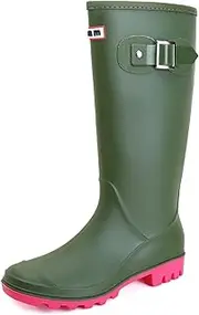 [Lezzglt] Rain Boots for Women and Waterproof Garden Shoes, Anti-Slipping Knee-high Rubber Boots for Ladies with Comfortable Insoles, Keep Warm Lightweight Work Tall Fishing Boots for Outdoor