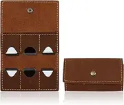 AfitLulu 6 Slots SD Card Storage Foldable Gaming SD Card Case Portable Retro Leather Memory Card Case with Metal Snap for Travel and Daily Storage (Brown)