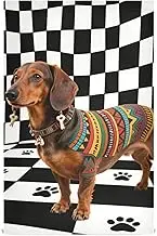 Tribal Style Dachshund Dog Black White Checkered decorative fall tea towels kitchen kitchen microfiber towels {prop2} cleaning design rustic articulos para decorar la cocina 28x18in set of 6