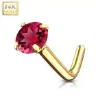 14K GOLD 20 GA Nose Stud gold Natural Ruby Gemstone Nose Ring Round Shape