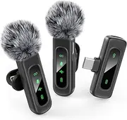 HEHOTTC USB C Lavalier Microphone Wireless Mini Mic for Type-C Android Phone/Tablet/PC Video Recording Clip-on Mics with Rotatable Clip&Denoise Recording, Ideal for Vlog Tiktok YouTube