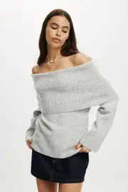 [Cotton On Women] Cotton On Women - Luxe Off Shoulder Pullover - Grey marle L GREY MARLE