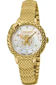Roberto Cavalli by Franck Muller RV2L052M0061 white mop gold Women's Watch NEW