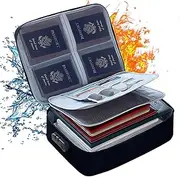 [YeSunny] Fireproof Document Bag with Code Lock, Waterproof and Fireproof Document Storage for Travel, Multi-Layer Portable Filing Storage for Important File Passport Certificates Legal Documents and Valuables