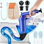 Toilet Plunger Kit, Drain Clog Remover Tool with 4 Suckers, Hair Drain Cleane...