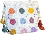 [ZORA CRAFT] Granny Square Bag, Crochet Handle Bag, Crochet Bag for women, Crochet boho bag, Multicolour Purse, Handmade– Vibrant, Stylish, perfect & Relaxed fit for women & Girls for Everyday Use,
