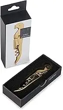 TRUE Belmont Golden Corkscrew/Wine Bottle Opener with Double Hinged Handle and Integrated Foil Cutter for Champagne and Liquor 24 Karat Gold Plating 12 Centimetres