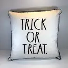 Rae Dunn Black & White Buffalo Checker Throw Pillow Halloween Trick or Treat New