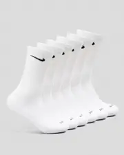 [Nike] Nike Men's Everyday Plus Cushioned Socks 6 Pack in White/Black Size Medium M White/Black