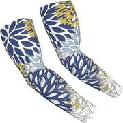 [FSCEV] Colored Flowers Sun Protection Arm Sleeves Outdoor Essentials Cooling Compression Golf Hiking Cycling