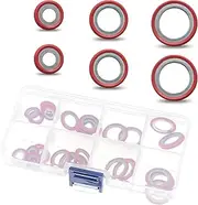 30 PCS Car Air Conditioning Compressor Repair Gaskets, Cooling Pump Seals, Universal Automobile Replacement Accessories, for Most Cars, Trucks and Vans (Red)
