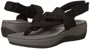 NEW Clarks Women's Arla Nicole Flat Sandal, Black, Size 9.5 Wide