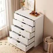 [Fohouse] 5 Drawer Dresser Chest for Bedroom, Wooden Storage Chest of Drawers, Vertical Large Capacity Clothing Storage Organizer, Tall Dressers for Bedroom, Hallway, Entryway