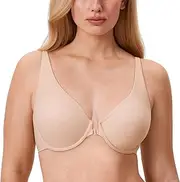[DELIMIRA] Women's Front Closure Bras Plus Size Underwire Unlined Plunge Comfort Bra