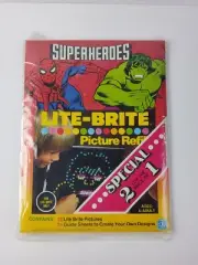 Vintage 1980 Marvel Super Heroes Spider-Man Hulk Lite Brite 12 Pictures SEALED