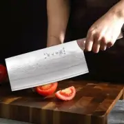 Full Tang Cleaver Knife Stainless Steel Wood Handle Chef Butcher Slicing Chop 8"