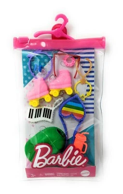 Barbie Fashion Pack Pink Roller Skates Piano Bag Green Cap Heart Purse GRC12