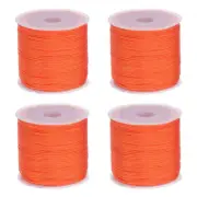 4 Rolls Nylon String Cord 45 Yards 0.8mm Nylon Cord Beading, Red Orange