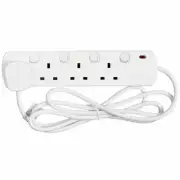 INDIVIDUALLY SWITCHED 4 GANG 2 METRE EXTENSION LEAD TRAILING SOCKET WITH PLUG