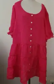 Autograph Frill Tunic Top Sz 24 Fuscia Short Sleeve RRP $99 NWT
