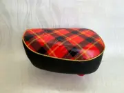 Honda CZ100 Seat Saddle. Honda C Z100 New Complete Tartan Seat. White - Red Tank