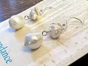 NEW $128 Sundance 1-1/2” BAROQUE PEARL JUNE BIRTHSTONE Sterling Silver Earrings