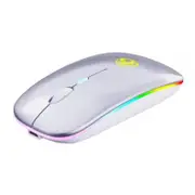 Wireless Mouse Bluetooth RGB Rechargeable Mouse Computer LED Backlit Ergonomic Laptop PC Gaming Mouse - White