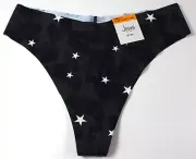 JENNI No Show Thong Panty Underwear Size Small Starry Tie Dye Black, White Stars