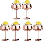 Mellisso Copper Coupe Champagne Glasses Set of 6 Stainless Steel Vintage Cocktail Glass Wine Goblet