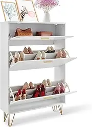 VEVOR Shoe Cabinet with 3 Flip Drawers, Shoe Storage Cabinet for Entryway, Free Standing Shoe Storage Organizer for Heels, Boots, Slippers in Hallway, Living Room