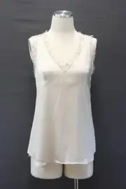 NWT $2295 Brunello Cucinelli Women's Satin* Sparkly Beaded Tank W/Fringes A176