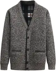 [HEYDHSDC] Cardigan Men Autumn Winter Thick V Neck Knitted Sweater Coats Warm Knitted Cardigan